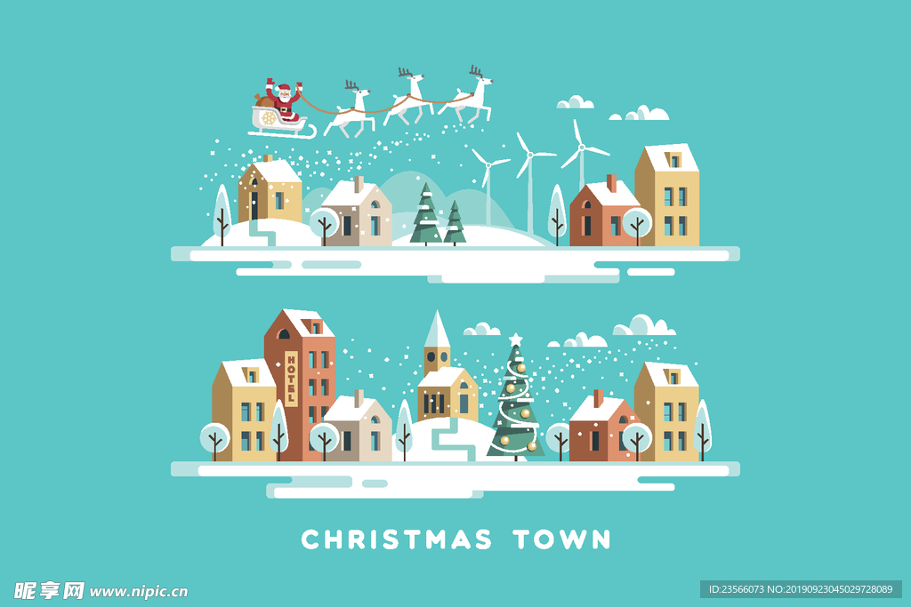 冬季小镇圣诞快乐图片