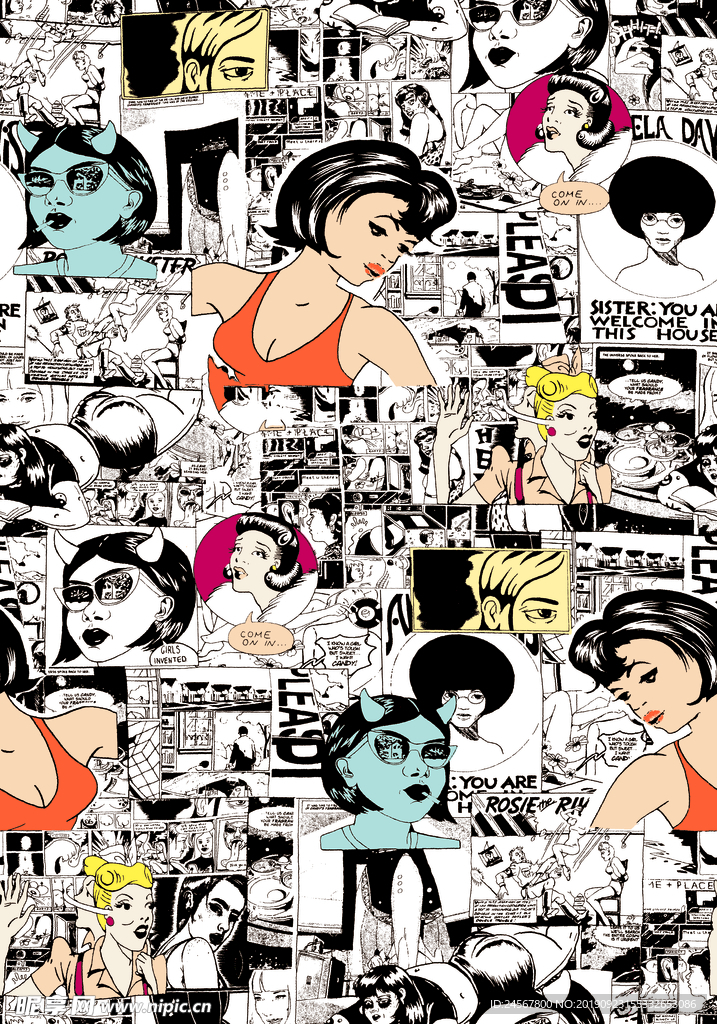 数码印花 动漫 漫画 美女 头