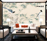 竹子喜鹊装饰画背景墙壁画