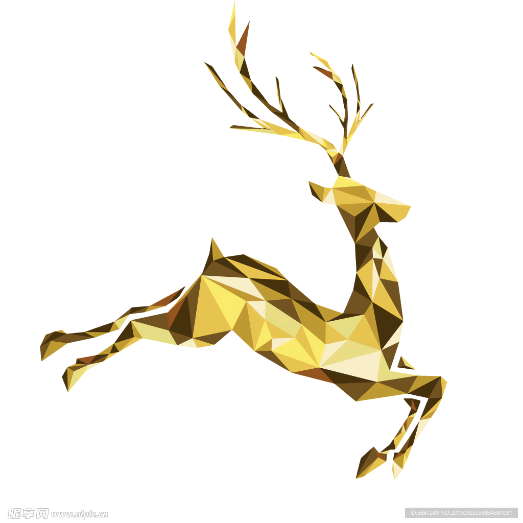 金色几何鹿玄关抽象几何麋鹿