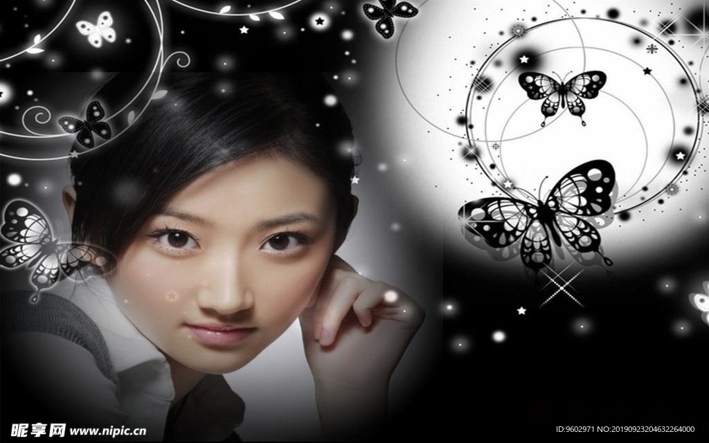 美女蝴蝶壁纸