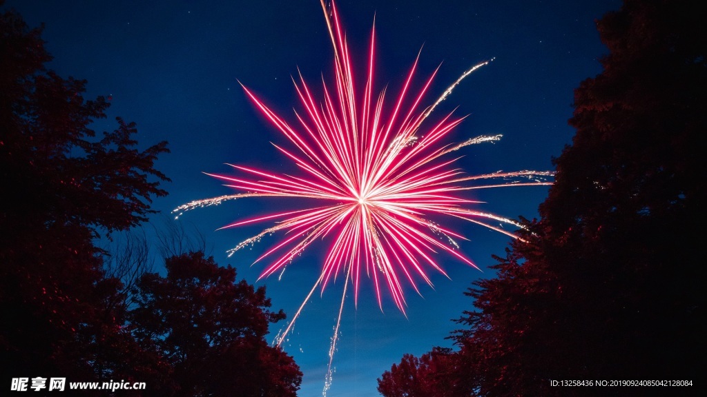 夜空红色烟花