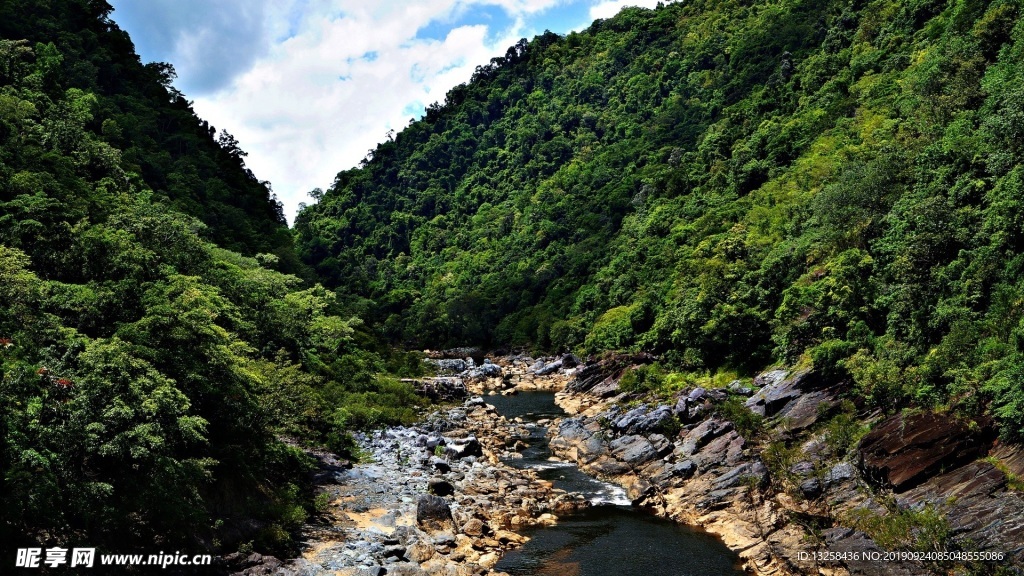 群山山谷森林河流风景