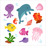 卡通海洋生物