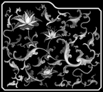 灰度图 雕花 精雕 花鸟 山水