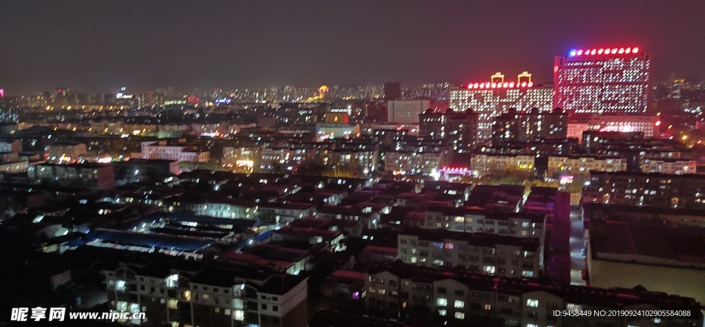 滨州市 市区 上空 夜景 灯光