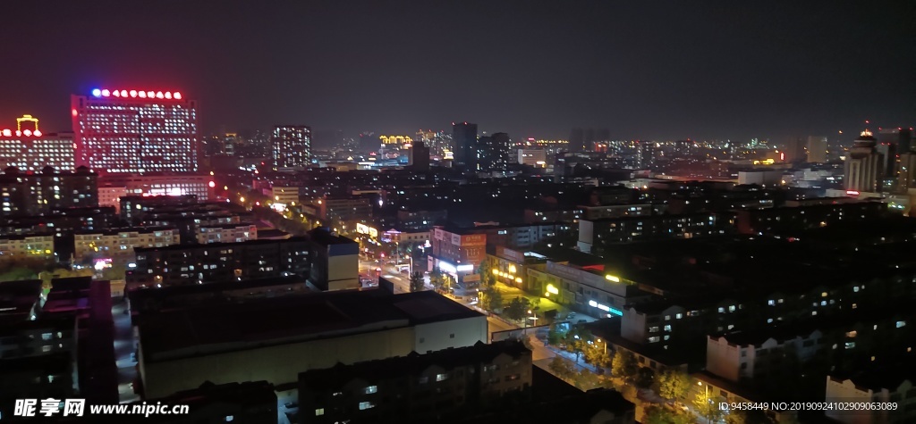 滨州市 市区 上空 夜景 灯光