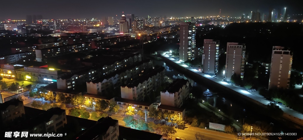 滨州市 市区 上空 夜景 灯光