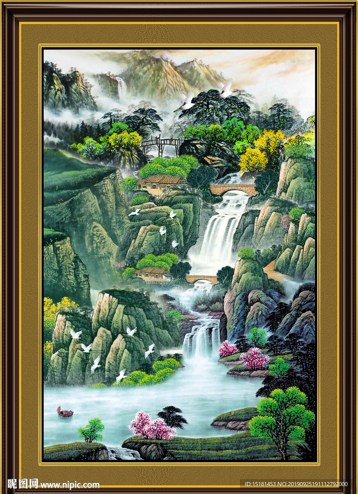 聚宝盆山水画