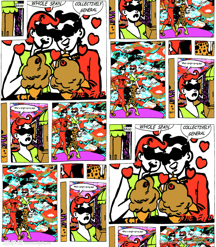 漫画  印花