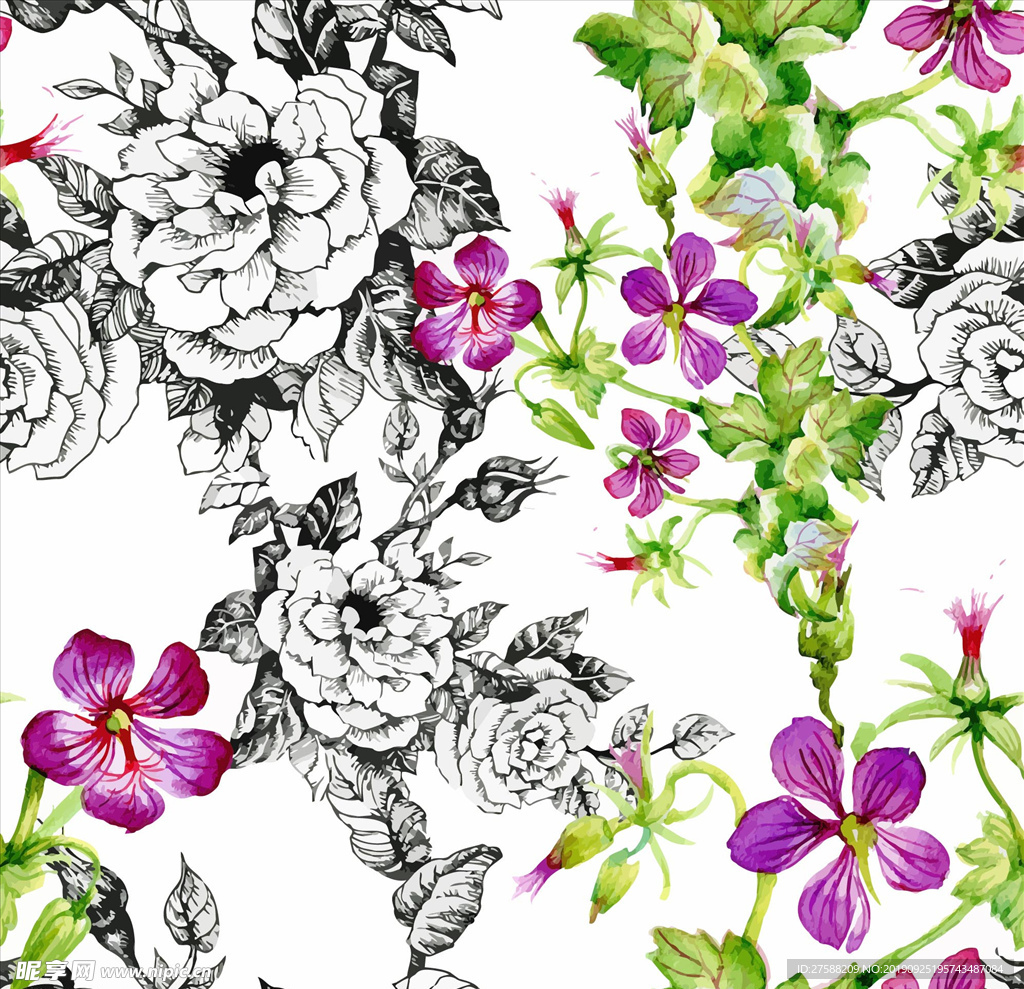 玫瑰花矢量循环素材