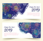 彩绘2019年烟花banner