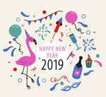2019年彩绘火烈鸟贺卡
