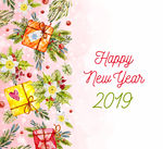 2019年彩绘新年礼物和花卉