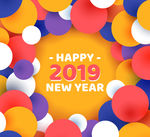 2019年创意圆形装饰新年贺卡