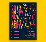 彩色香槟酒新年派对传单