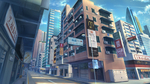 彩色城市动漫插画背景