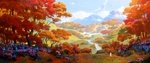 彩色森林插画风景背景
