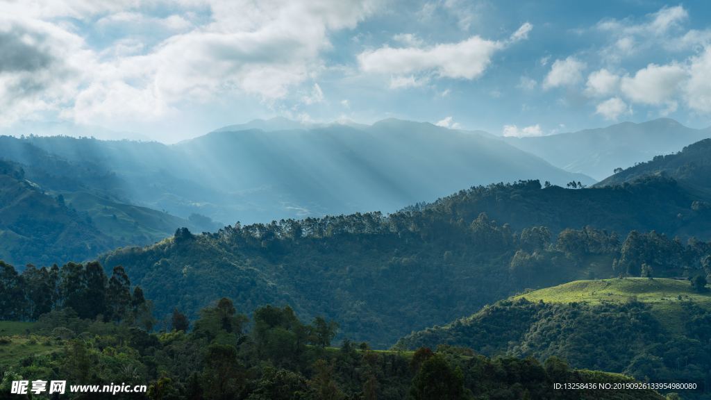 高山森林云雾山谷风景