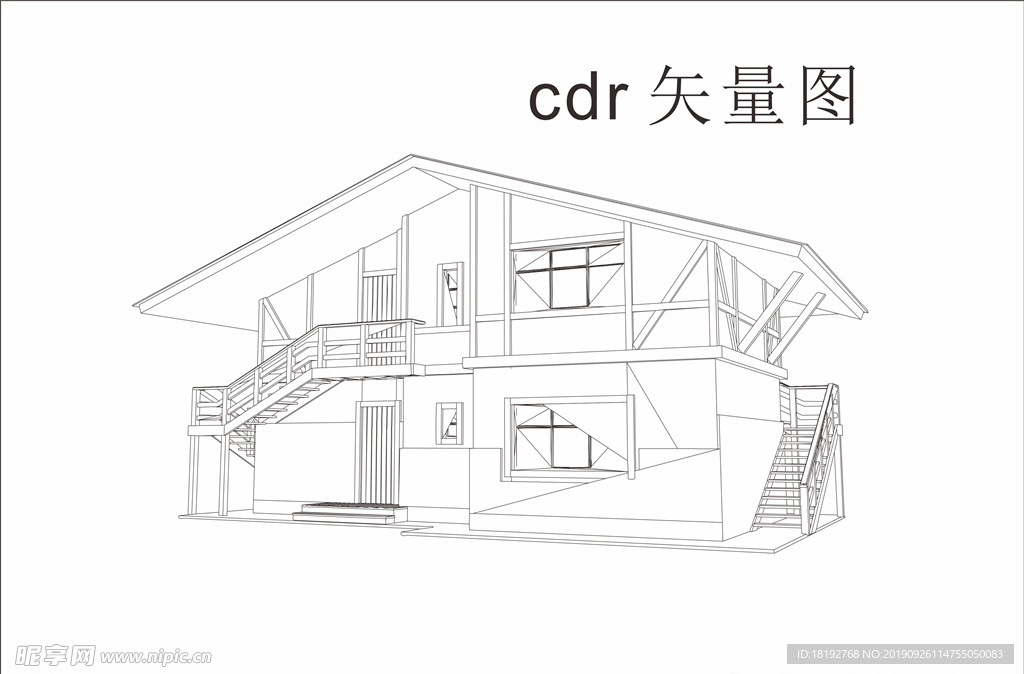 矢量房屋线条图