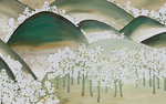 日式樱花山水背景墙