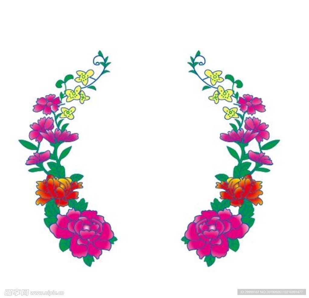牡丹花 花边 花围 花 矢量