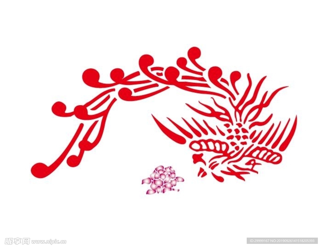 凤凰精美插画花AI矢量
