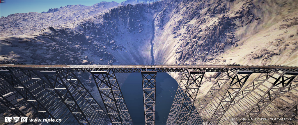 高山峡谷架桥风景