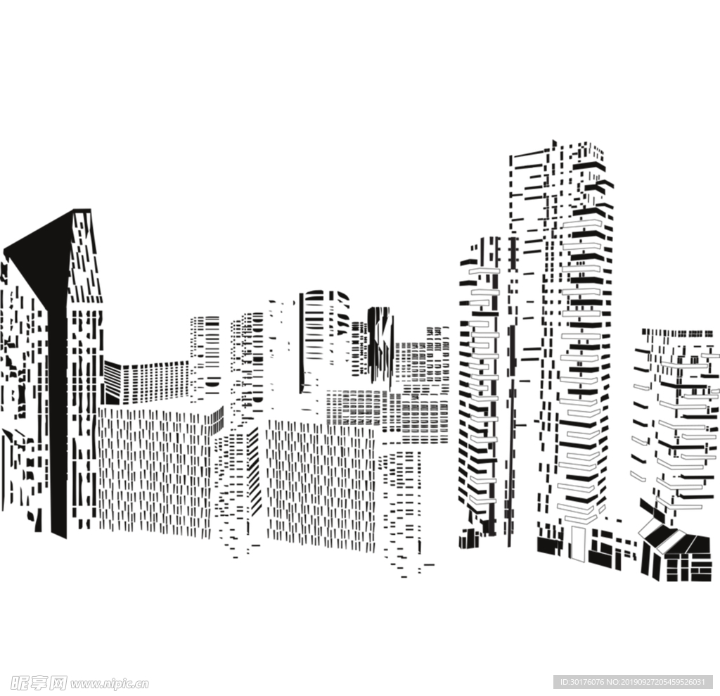 简约城市建筑剪影