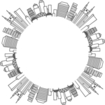 简约城市建筑剪影二维码框