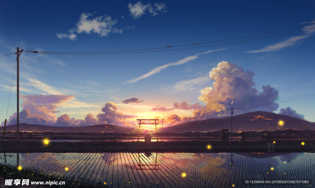 河边风景太空云彩