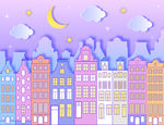 城市夜景插画