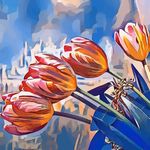 郁金香油画