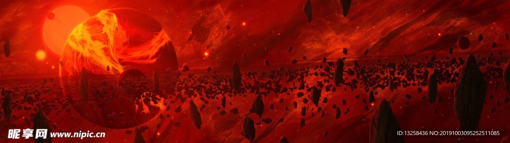 红色宇宙星球背景