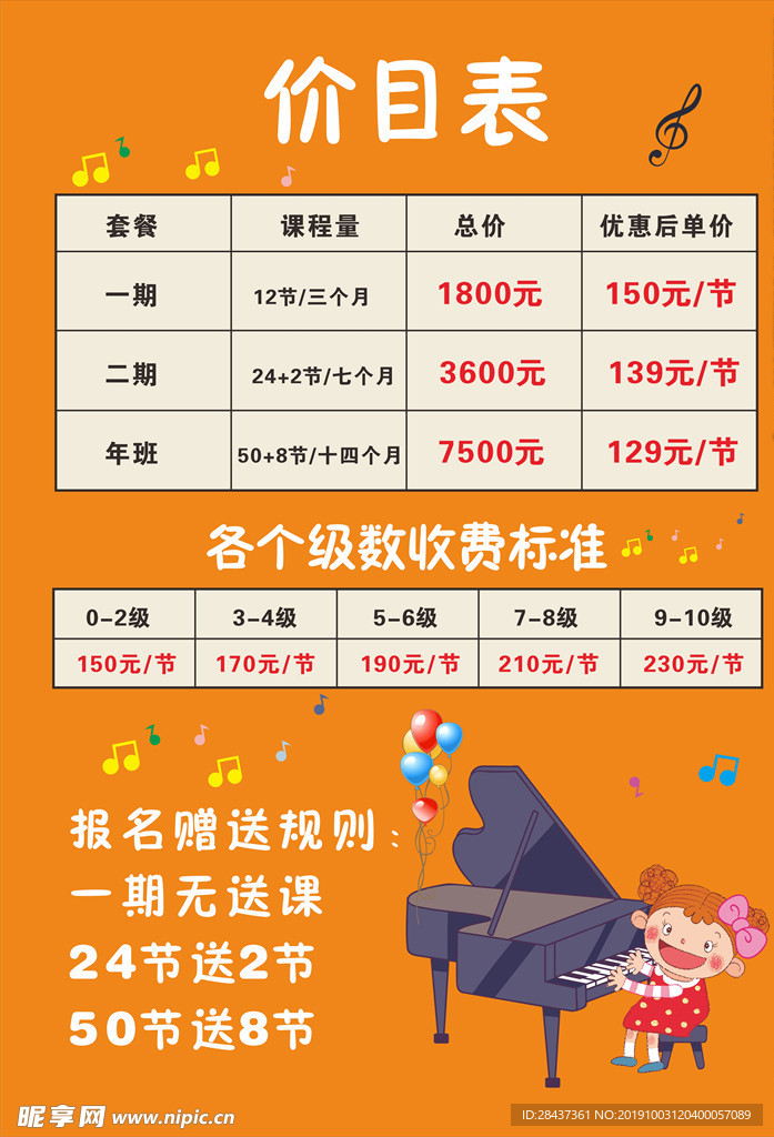 价目表