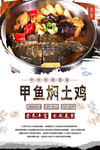 甲鱼焖土鸡美食海报