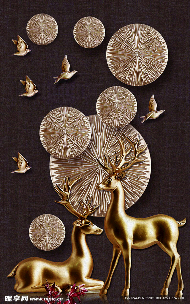 金鹿装饰展画
