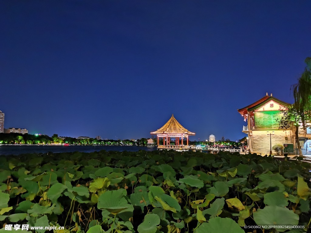 济南 大明湖 夜景