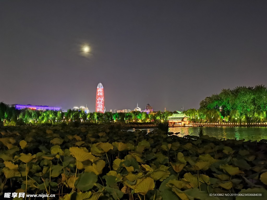 济南 大明湖 夜景