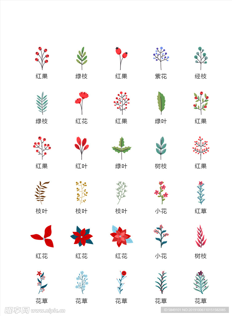 彩色植物图标