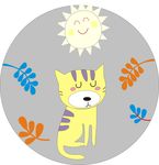 太阳 绿叶小黄猫
