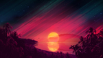 彩色夕阳插画背景