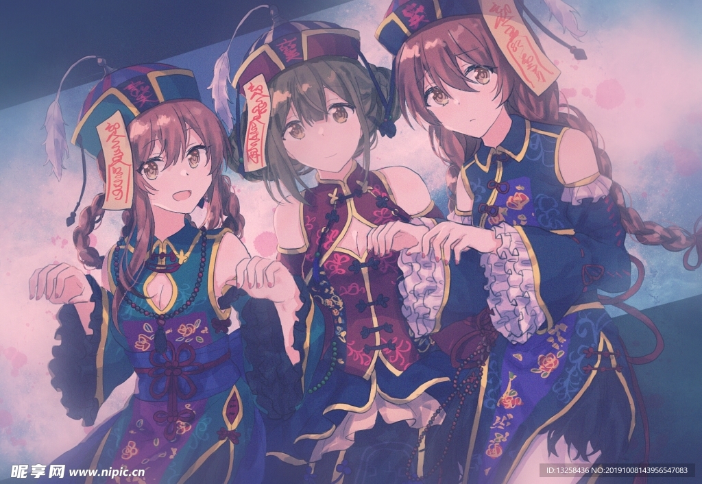 彩色人物动漫插画背景