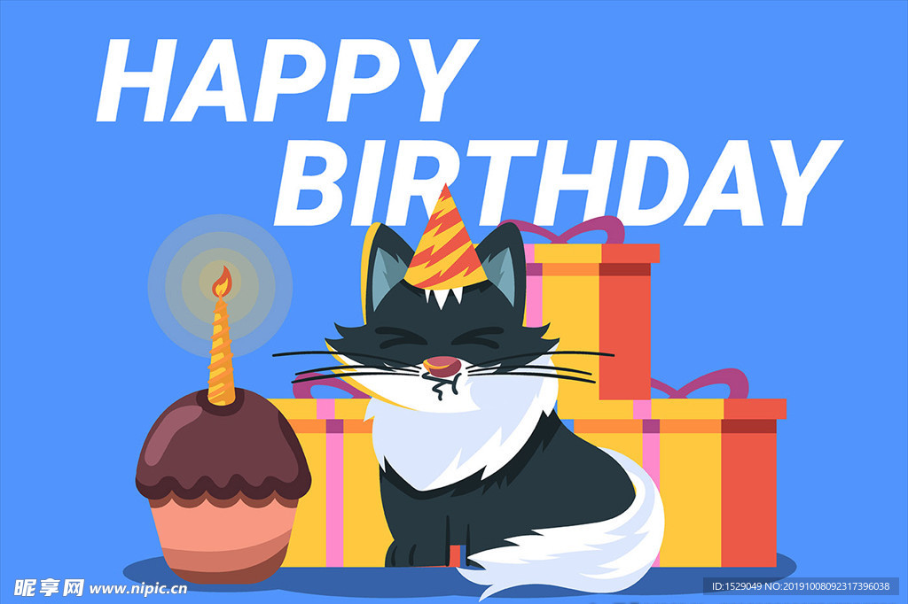 卡通动物生日