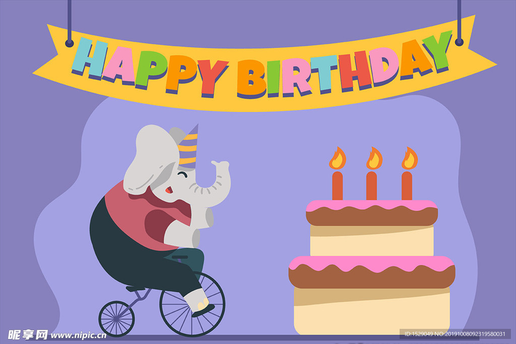 卡通动物生日