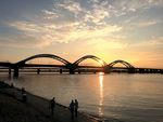 哈尔滨松花江畔夕阳风景
