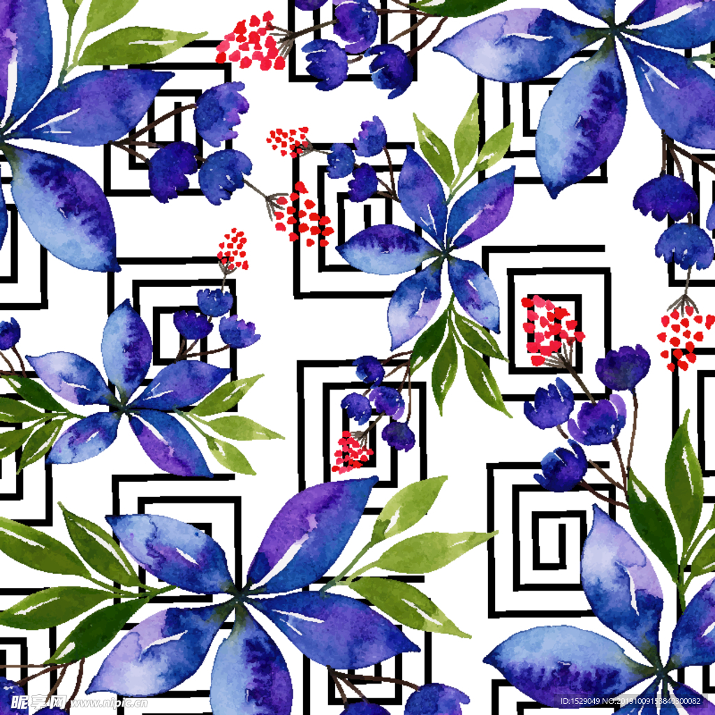 水彩花卉图案