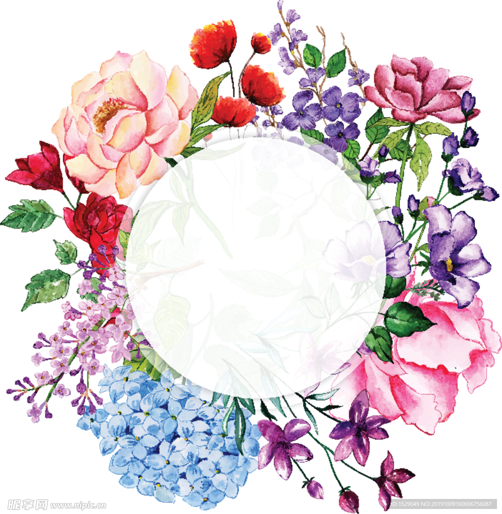 水彩花卉边框