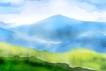 水彩山水画