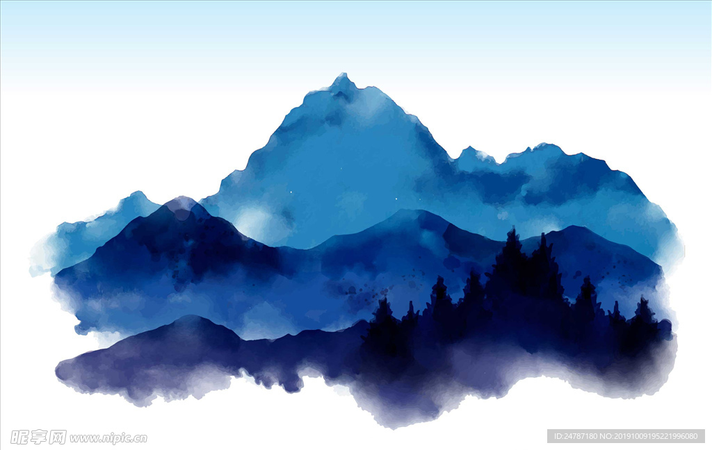水彩山水画
